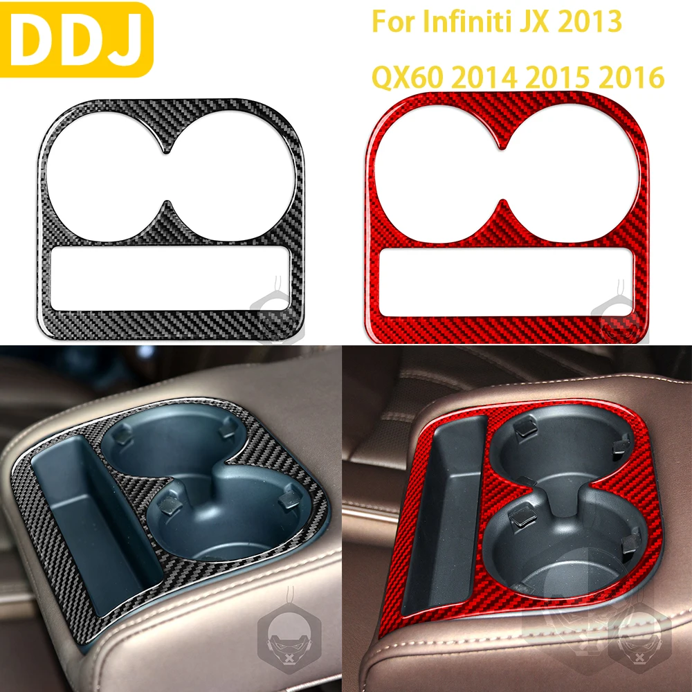 

For Infiniti JX 2013 QX60 2014 2015 2016 Car Accessories Interior Carbon Fiber Rear Seat Cup Holder Trim Sticker