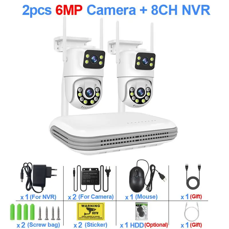 To Smar Wireless CCTV System WiFi Camera Kit 6MP IP Cameras With Dual Lens Security Audio 8CH NVR Video Surveillance Set ICse