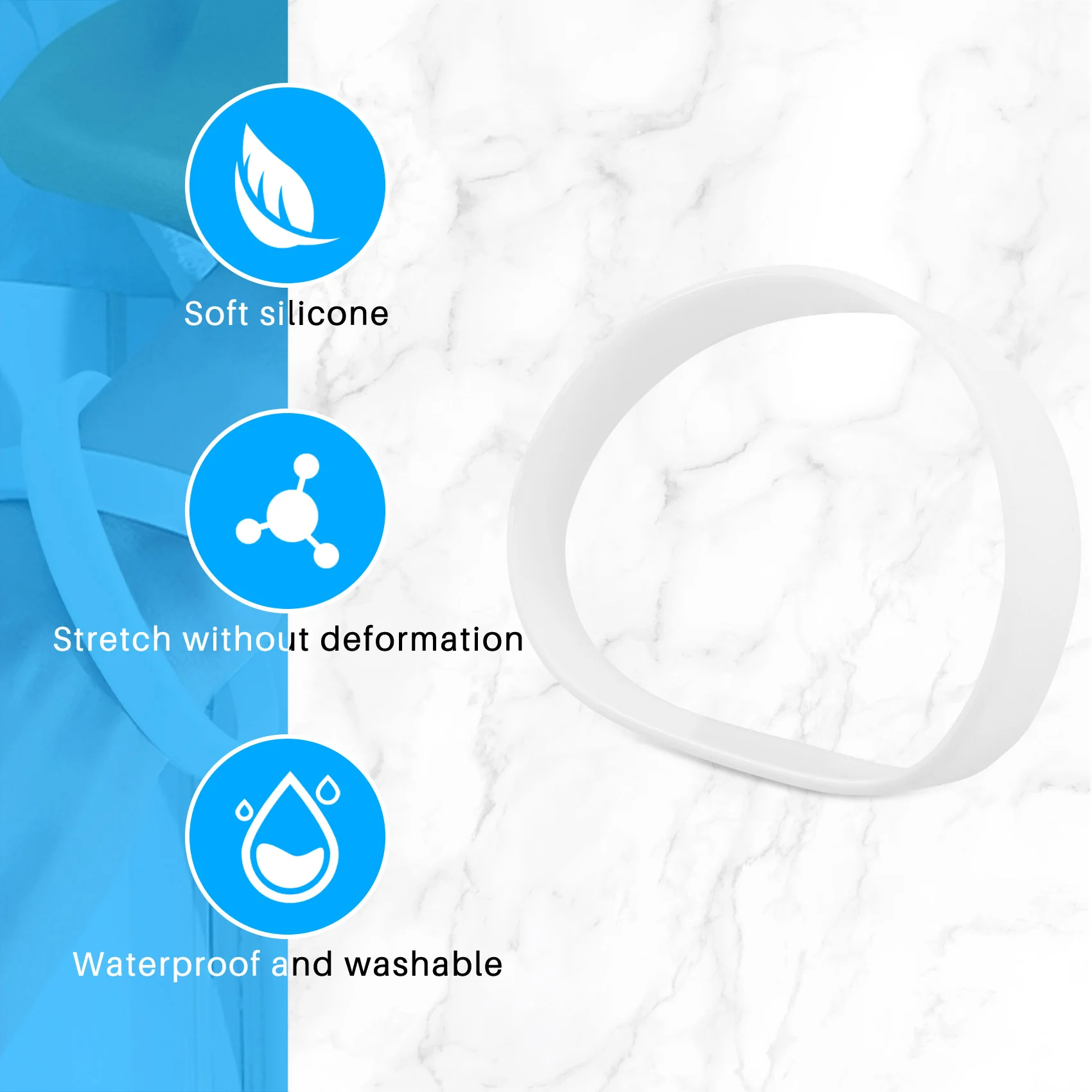 BVBV Fashion Silicone Rubber Elasticity Wristband Wrist Band Cuff Bracelet Bangle White