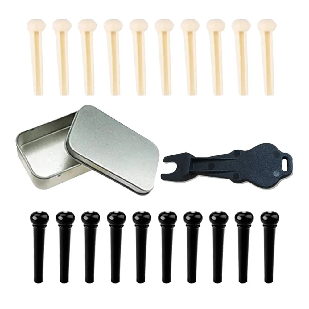 

1Set Guitar Bridge Pin Pegs Plastic String Pins Classic Design Acoustic Guitar Bridge Pin Puller for Easy Installation