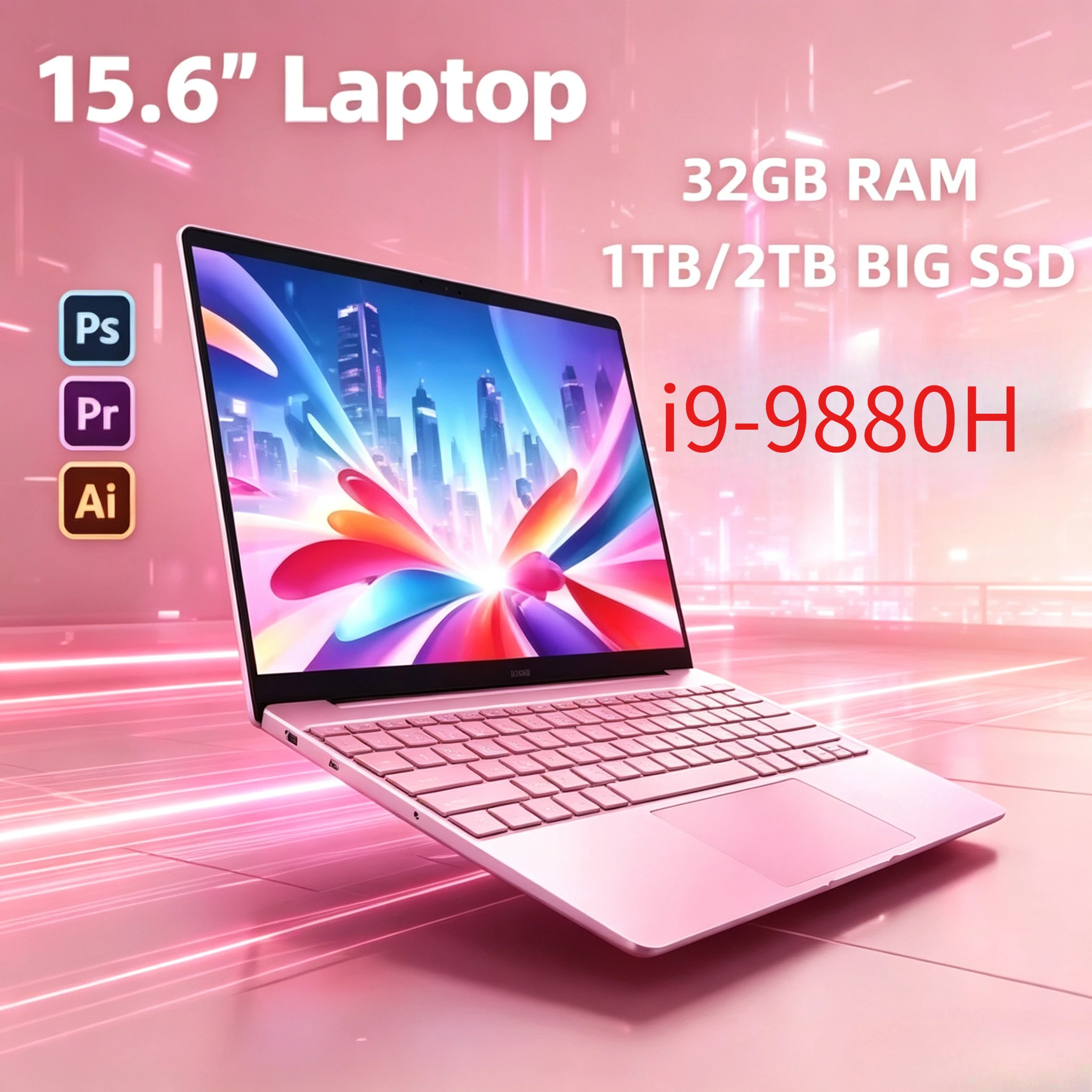 2026 New Upgrade 15.6 Inch Lightweight Business Laptop Intel i9-9880H Chip 2TB Fast SSD Ultra Slim Notebook For Business Journey