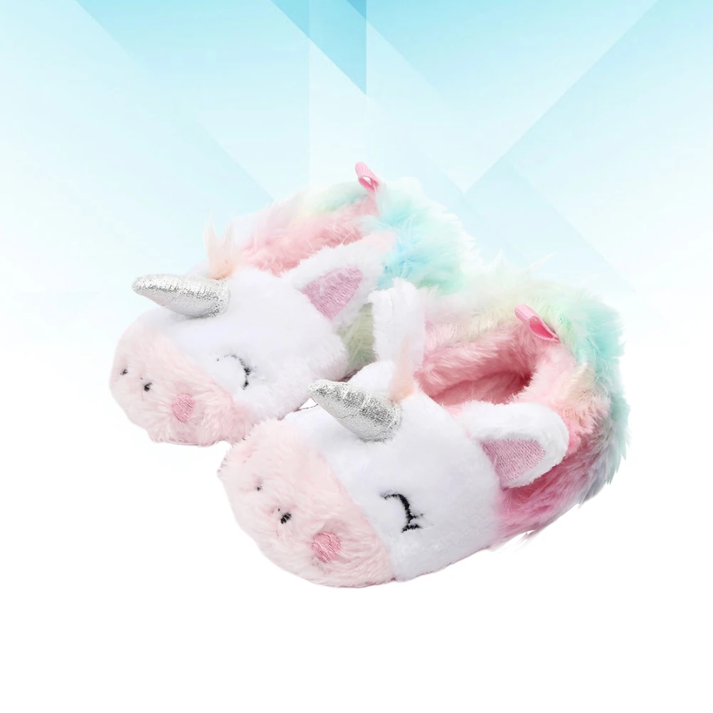 Chaussures d'intérieur chaudes en coton pour bébé, chaussures d'automne et d'hiver pour bébés âgés de 0 à 1 ans (licorne colorée 10.5cm)
