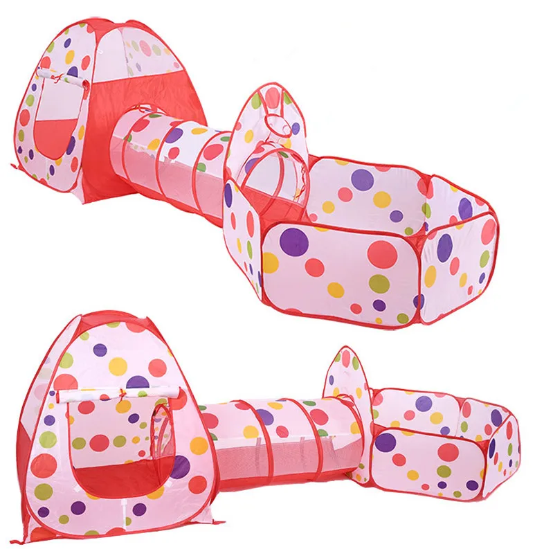 Túnel Ball Pool Pop Up Tent para crianças, Baby Play House, brinquedos internos e ao ar livre, 3 peças por conjunto