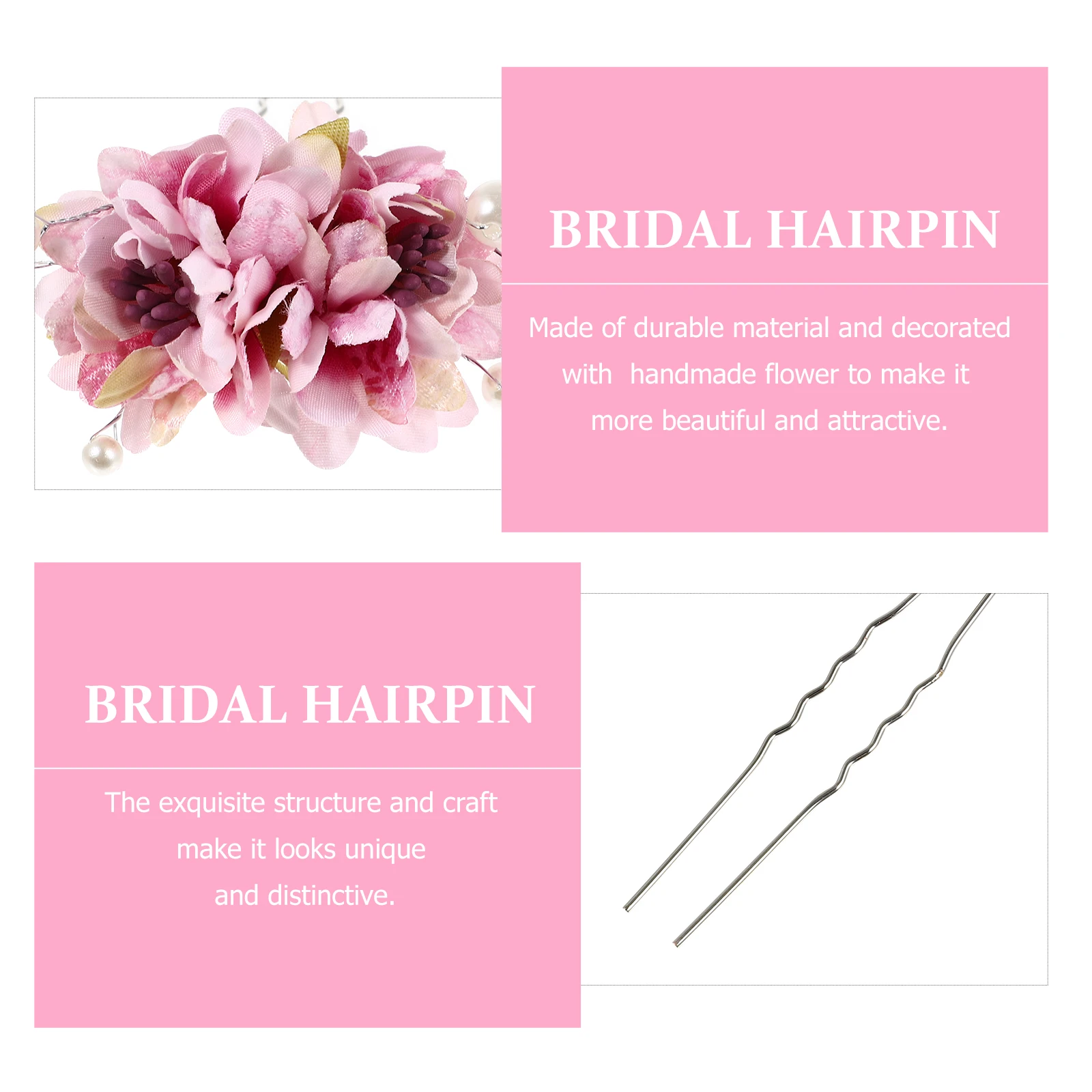 

3Pcs Flower Hairpins U-Shaped Rhinestone Hair Clips Elegant Bridal Wedding Accessories for Bride Bridesmaid Party