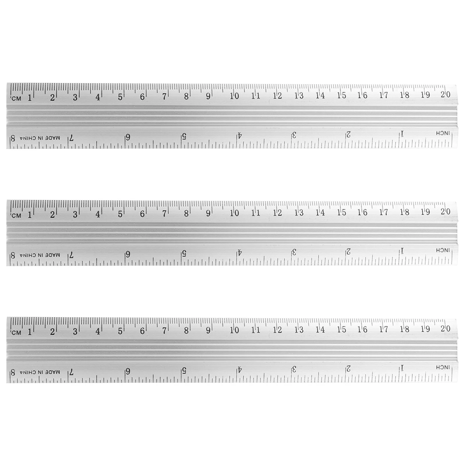 3Pcs Aluminum Ruler Set Portable Drawing Measuring Tool Durable Straight Ruler for Artists Designers Students Office Supply