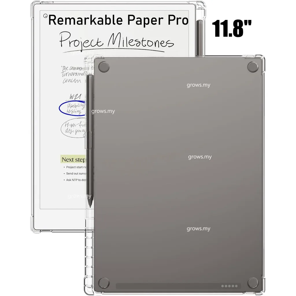 

Slim Clear Case for Remarkable Paper Pro 11.8" 2024 Transparent TPU Flexible Soft Back Shell Cover with Pen Holder (Clear)