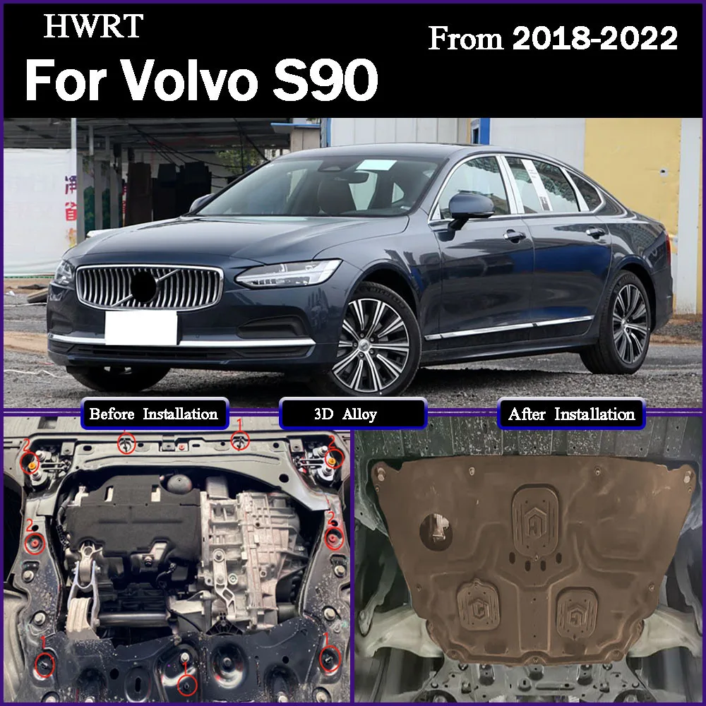 

Car Accessories Black Under Engine Guard Mudguard Board Splash Shield Mud Fender Plate Panel For Volvo S90 2018 - 2024 2.0T