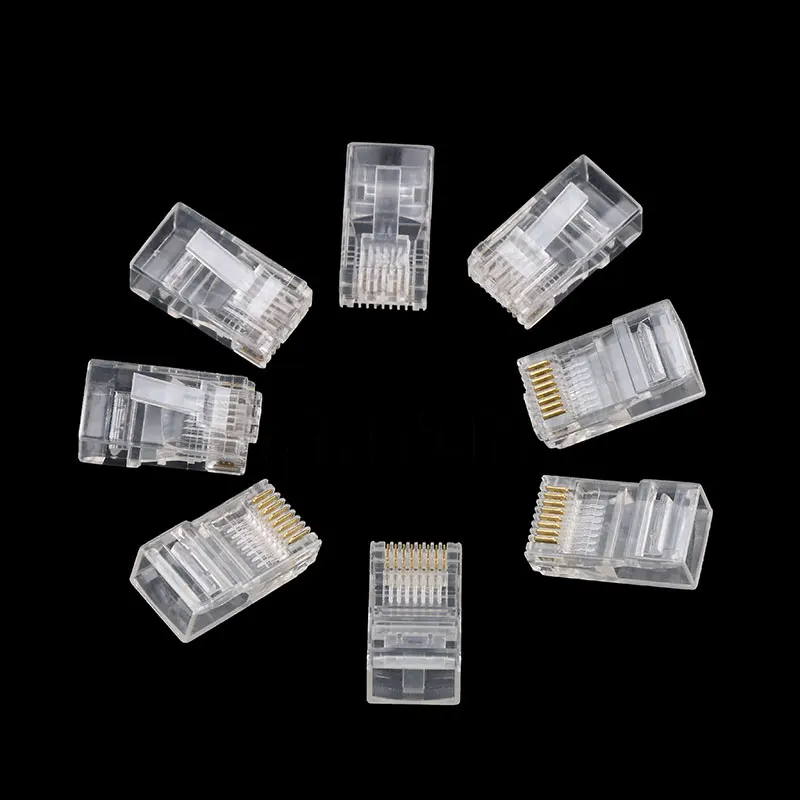 10-100 sztuk RJ45 CAT5 CAT5e 8P8C modułowa głowica kablowa przejściówka Adapter Ethernet pozłacane złącze sieciowe głowice kryształowe