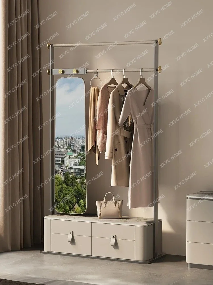 TTLight Luxury Coat Rack Full-length Mirror, Locker Integrated Bedroom Home Floor-to-ceiling High-end Hanger With Full-body Mirr
