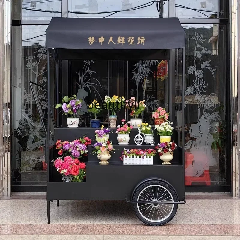 

X1European style wrought iron promotional display stand mobile market indoor and outdoor flower stall car stall flower shop