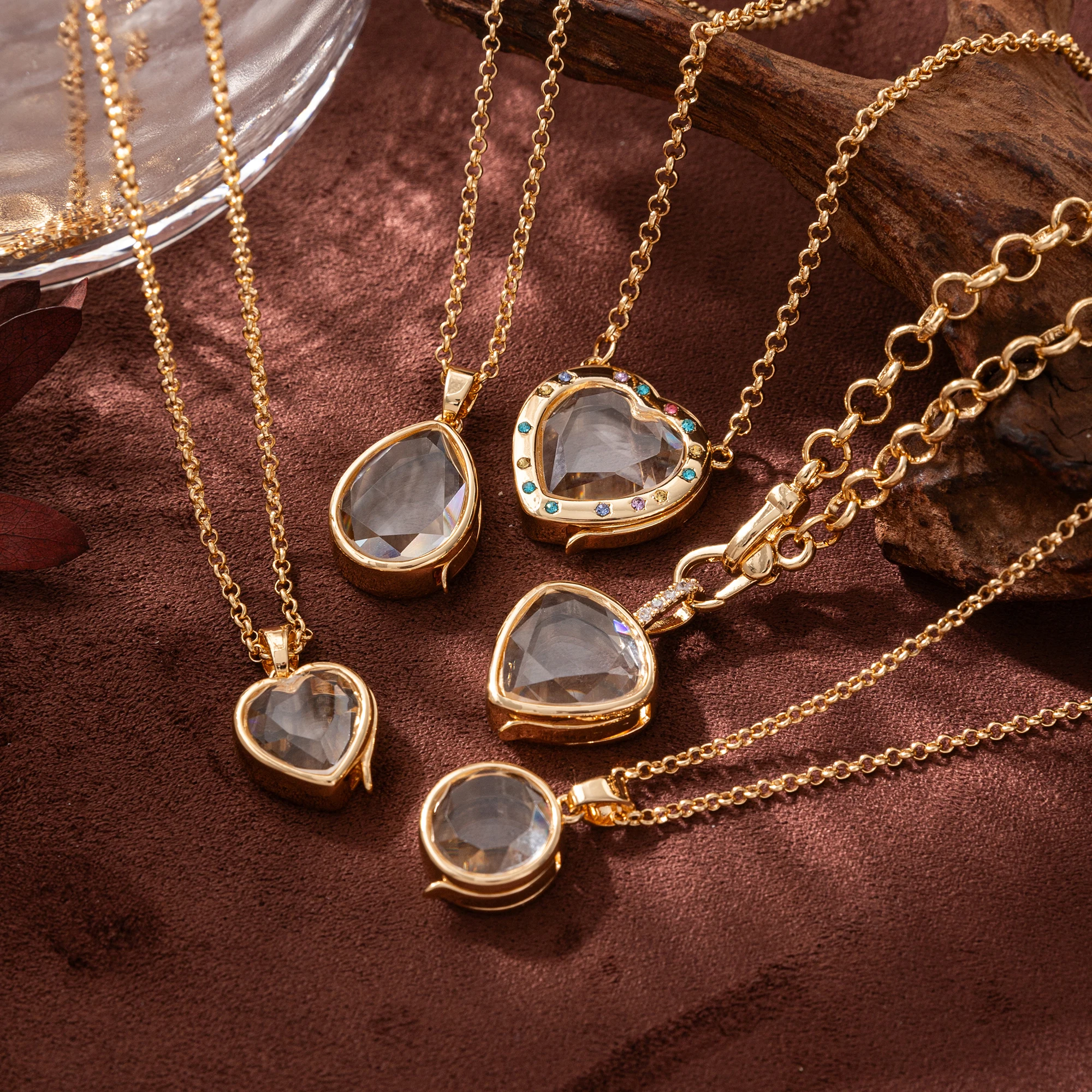 

Vintage personality picture box pendant with adjustable DIY pendant hollow design transparent box charming necklace