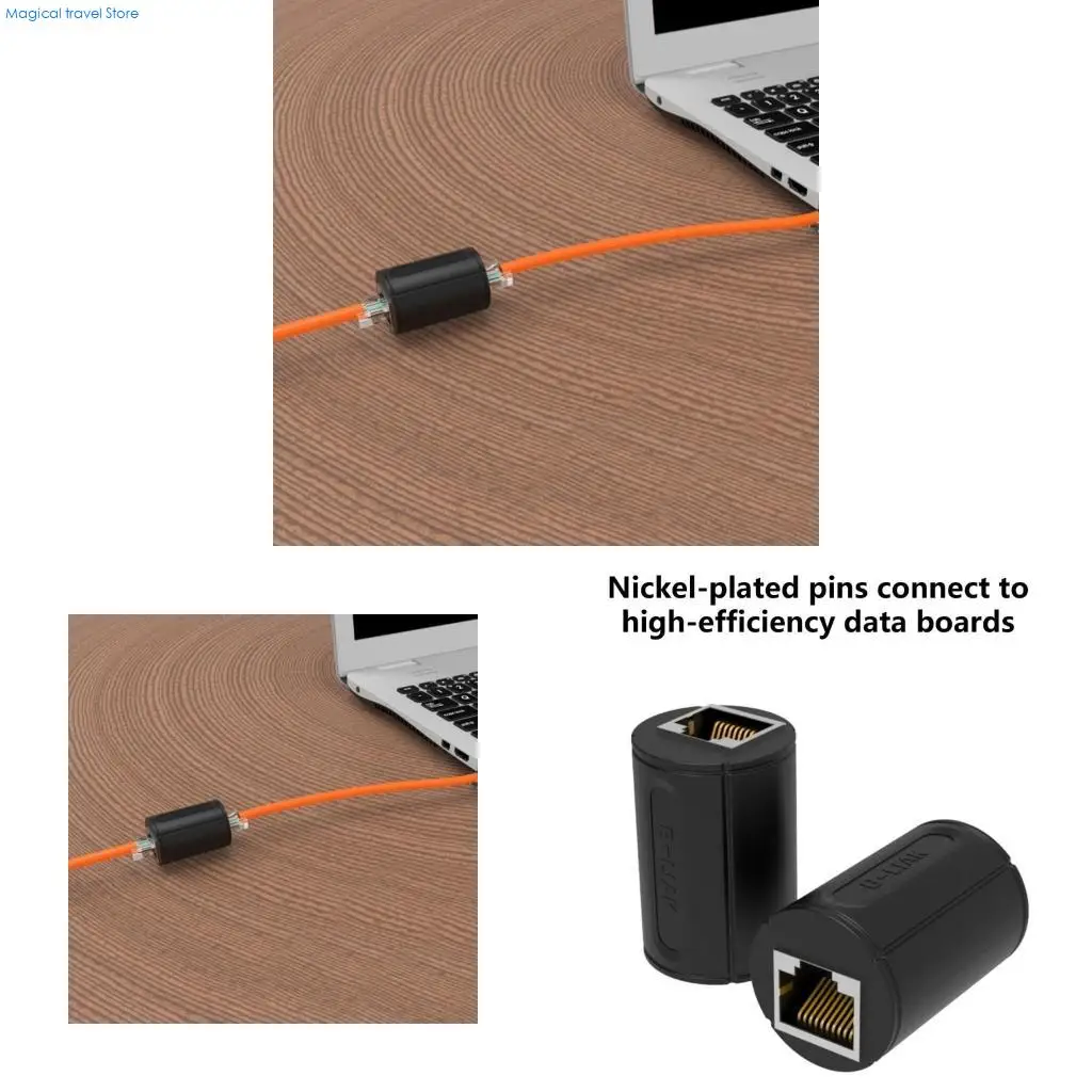 N2UB RJ48 Ethernet Adapter 8P8C Female to Female Anti-Thunder RJ48 Connectors Networking Extension Cable Adapter Ethernet Cable
