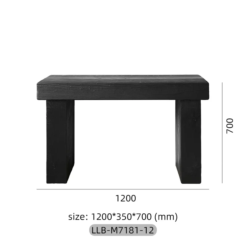 Wabi Sandy Wind Black Solid Wood Entrance Terrace B & B Medieval Style Corridor Display Strip Case Against the Wall Narrow Long