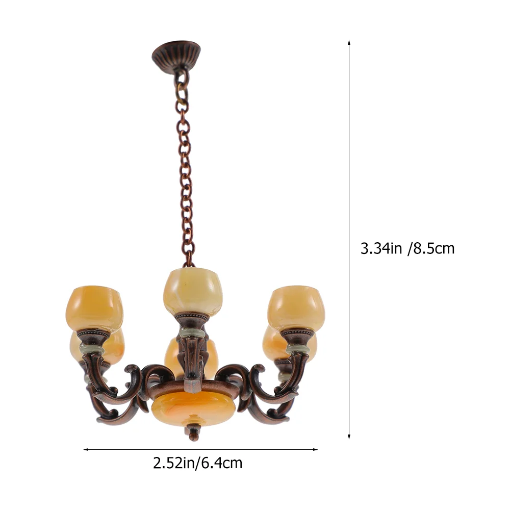 2 Pcs Dollhouse Chandelier Miniature Hanging Lamp Decor Lights for Ceiling 1 Model