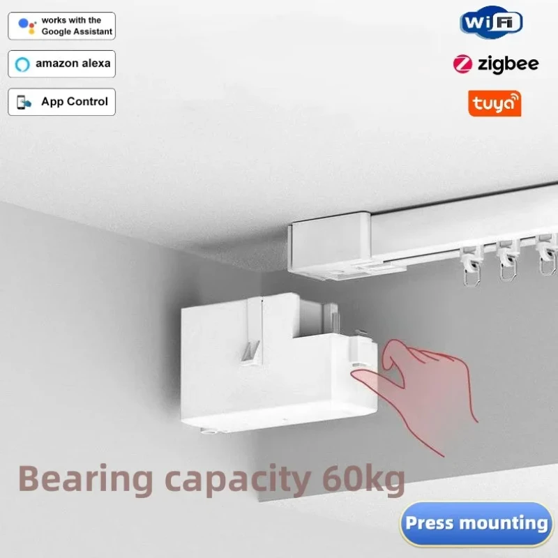 Tuya Smart Life Mini Curtain Motor Track set is suitable for inclined window eaves installation