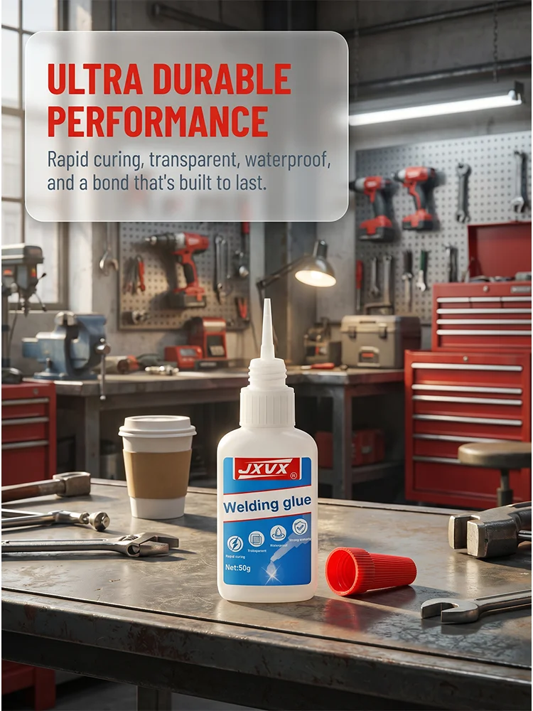 50g Transparent Welding Glue with Fast Curing, Waterproof and High Strength, Professional Multi-Purpose Repair Glue, Suitable for All Types of Materials