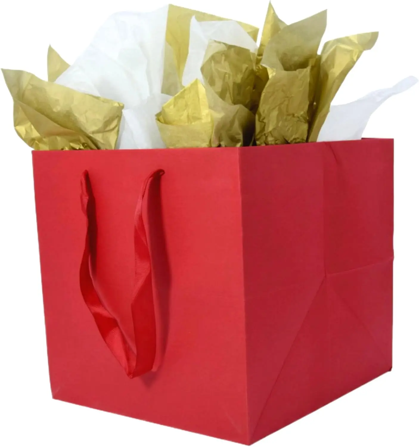 

Giant Red Gift Bags with Handles & Tissue Paper - 11.8 inch Square, XL, Superior Extra Large - Birthday, Wedding Gift Bags