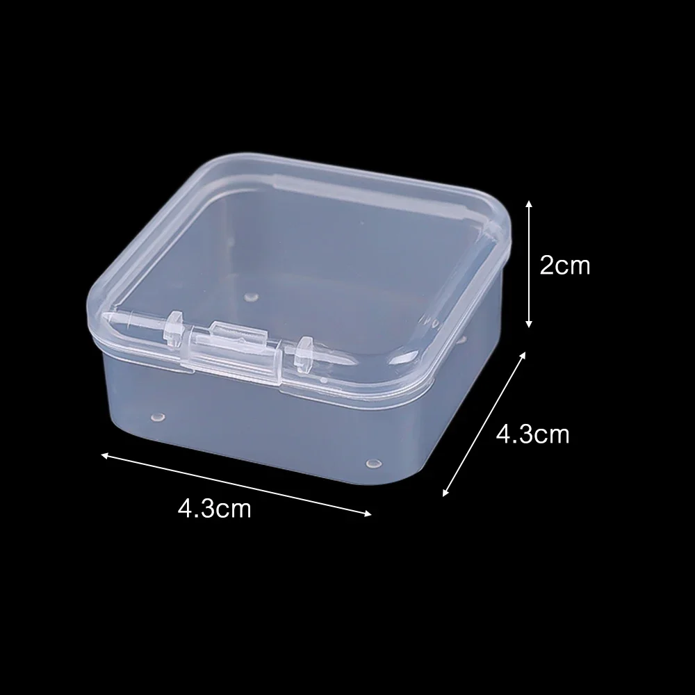 48Pcs 4.3*4.3*2cm Mini Clear Plastic Storage Box Containers with Lids Empty Hinged Boxes for Beads DIY Craft Jewelry Making