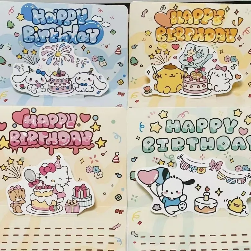 HelloKitty Cute Sanrio Greeting Card Couple Surprise 3d Three-dimensional Greeting Card Birthday Wishes Creative Card