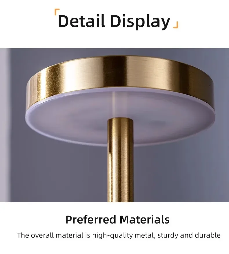 Portable LED Wireless Touch Desk Lamp Rechargeable Table Light 3 Colors Dimmable Bedside Creative Ambient Lamp for Room Decor