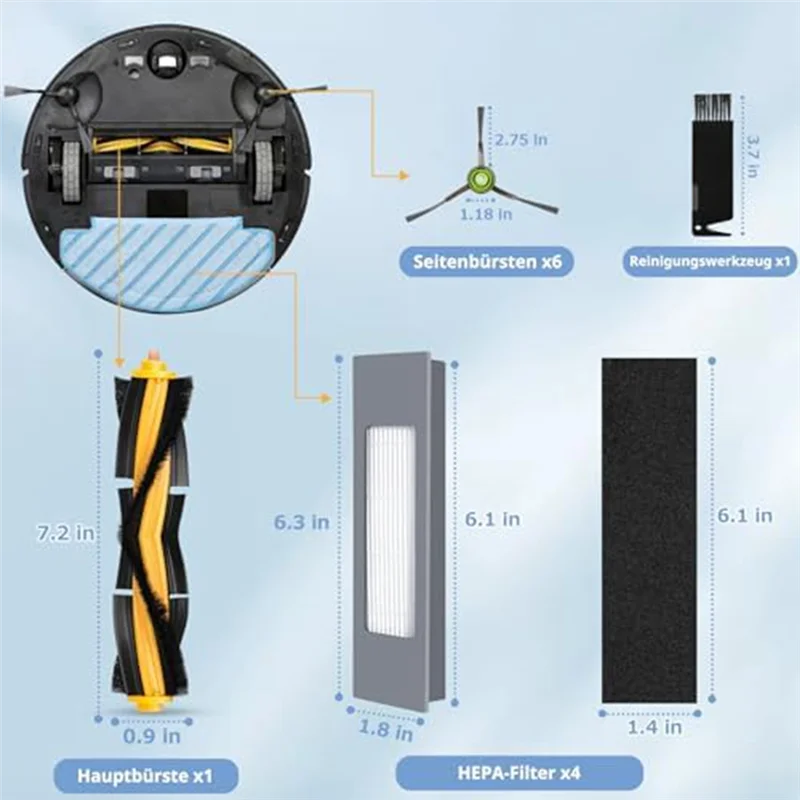 ~ مجموعة واحدة من ملحقات قطع الغيار المتينة لـ Ecovacs Deebot N8، T8، قطع غيار لـ Ecovacs T8 MAX، T9+، Ozmo 950 920