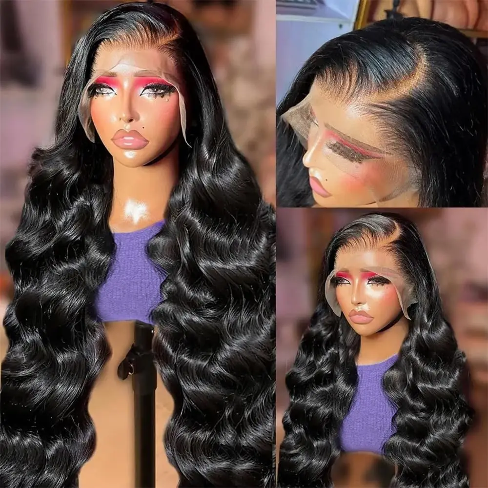 Parrucca dell'onda del corpo 13x4 Parrucche frontali in pizzo trasparente per capelli umani Remy Pre pizzicate Nodi candeggiati Parrucche brasiliane per le donne Densità 200