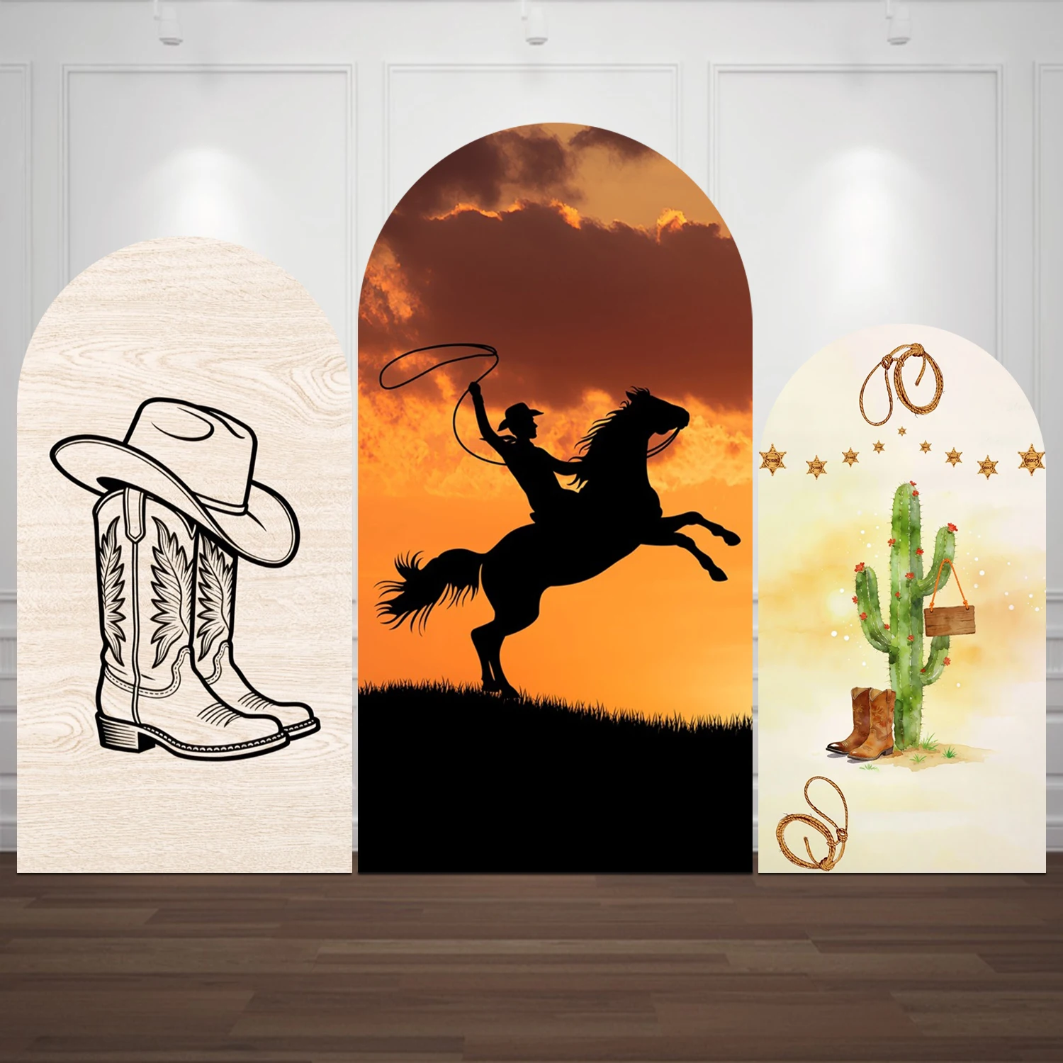 Yeele Western Cowboy Arch Cover Background for Boy First Rodeo Cow Birthday Party Baby Shower Cactus Rustic Farm Arched Backdrop