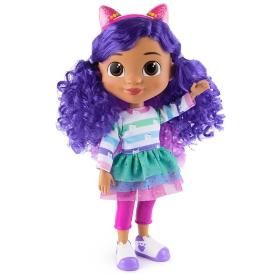 Gabby's Dollhouse Sing Celebrate Gabby Girl Doll 13Inches Tall with Sound Effects Reversible Cat Ears Toys for Girls Boys Ages