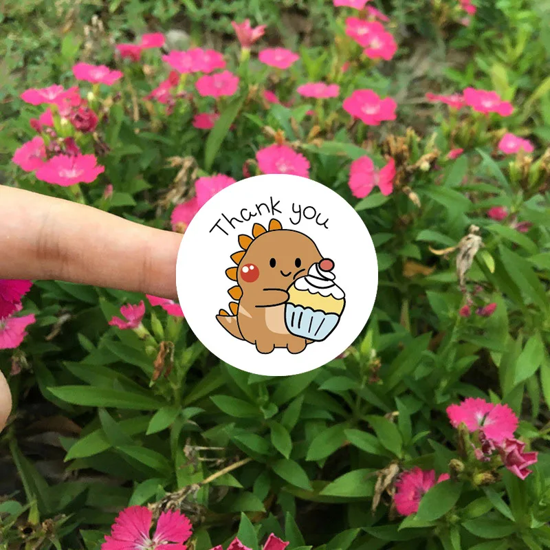 50/100/500pcs 1 Inch Thank You Stickers Cartoon Dinosaur Labels for Packaging Baking Labels Gifts Seal Decor Children\'s Stickers