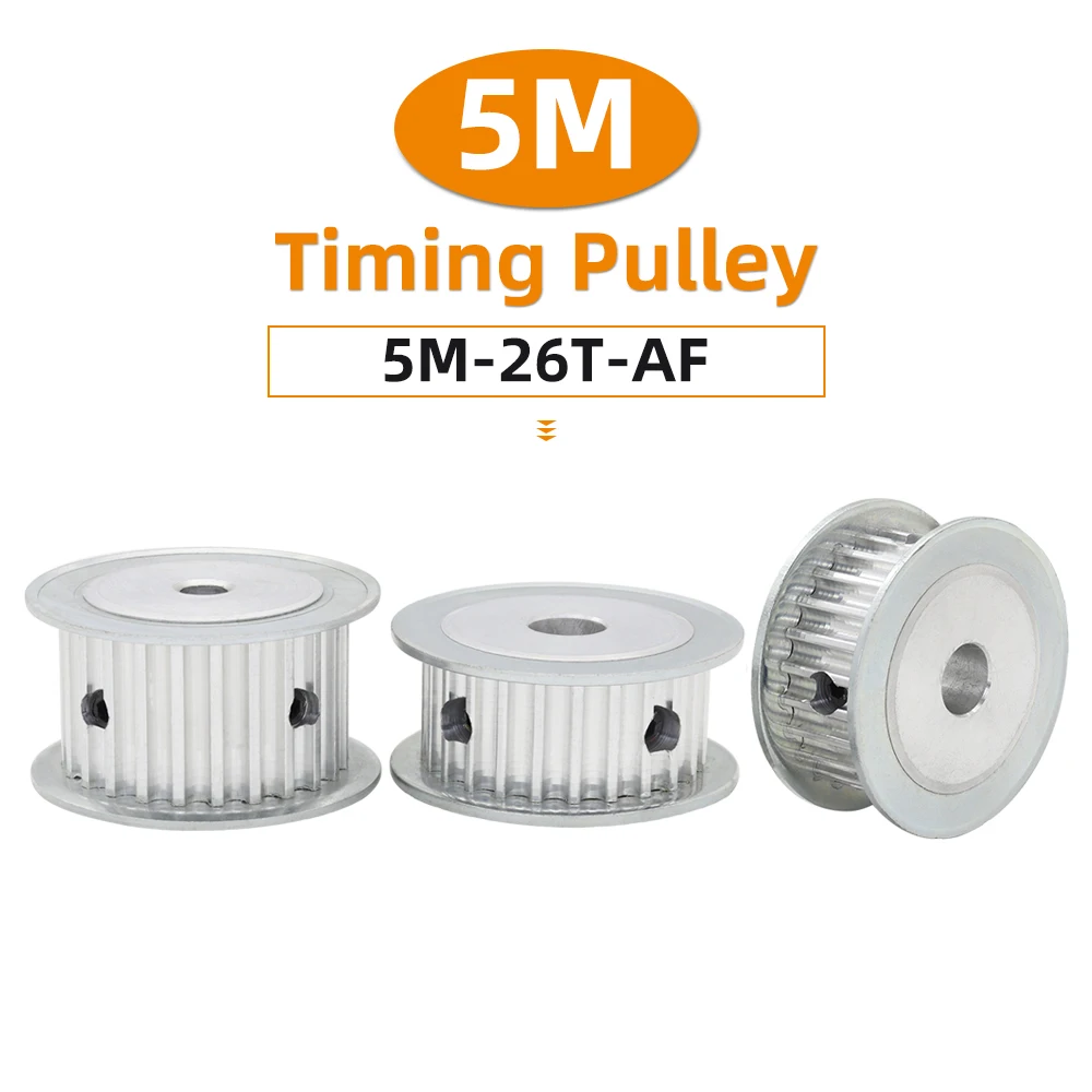 5M Type 26T Alloy Aluminum Pulley  Inner Bore 8-20 mm 26Teeth 5mm Pitch 11/16/21/26 mm width AF HTD5M Synchronous Pulley 5M26T