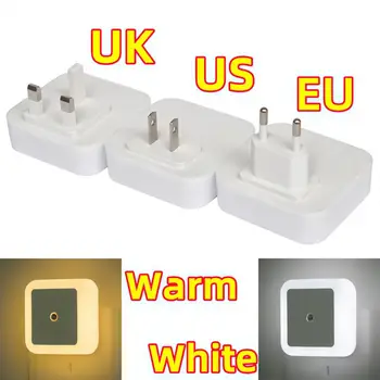 LED Indução Night Light Control, Luz Quente, Home Plug, Quarto, Sala de estar Corredor, EUA, UE, Reino Unido, Branco