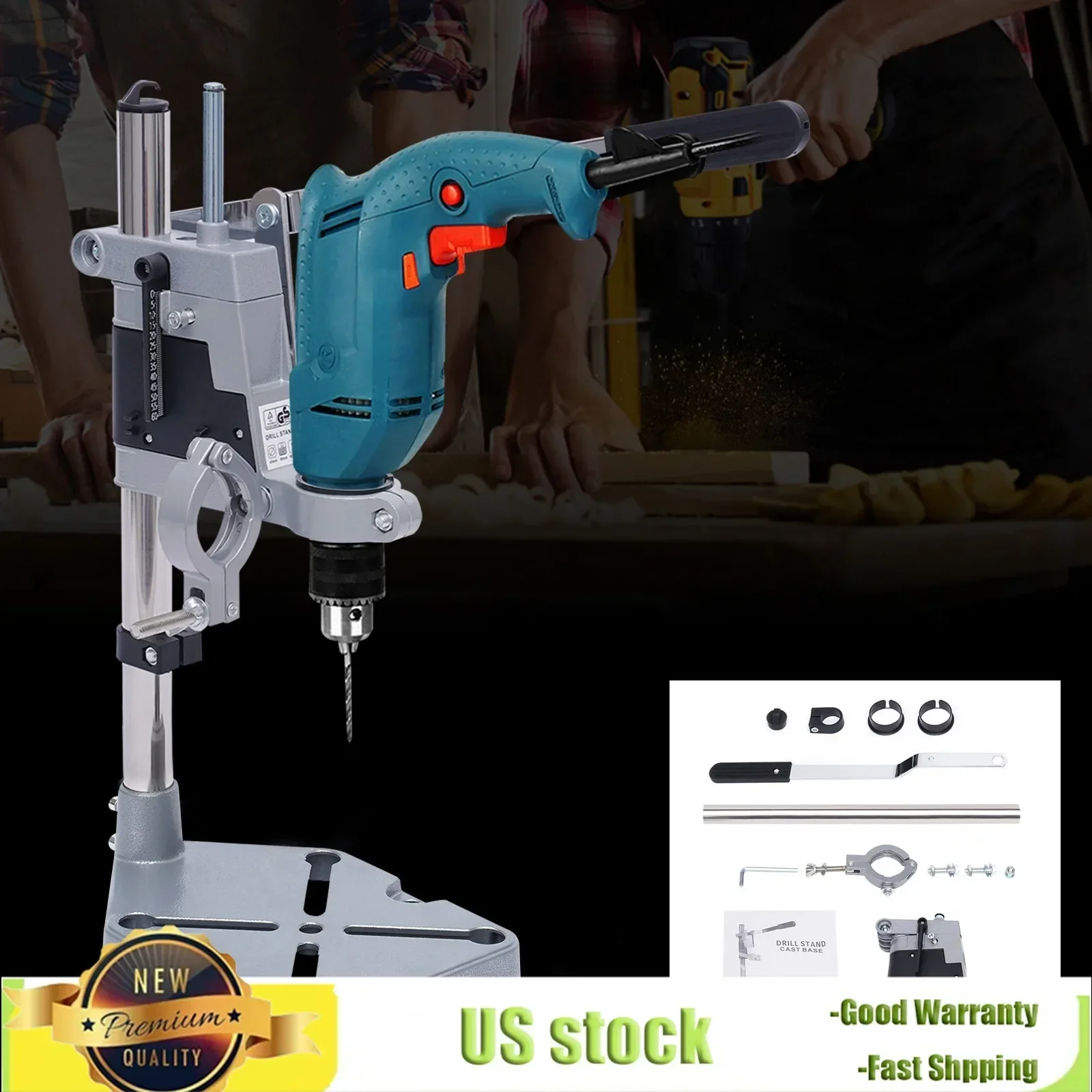 

Portable Floor Drill Press Stand for hand drill,Dual-hole Electric Adjustable Drill Press Stand,Workbench Repair Tool Accessory