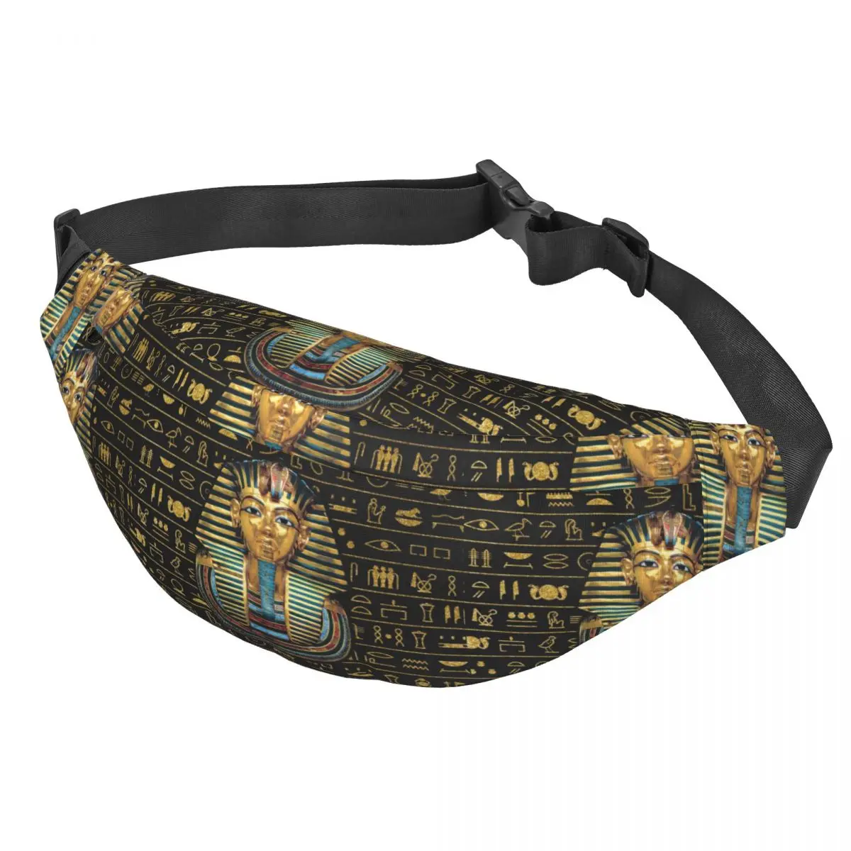 Oude Gouden Farao Egypte King Tut Fanny Bag Custom Egyptische Hiërogliefische Sling Crossbody Taille Pack Wandelen Telefoon Geld Zakje