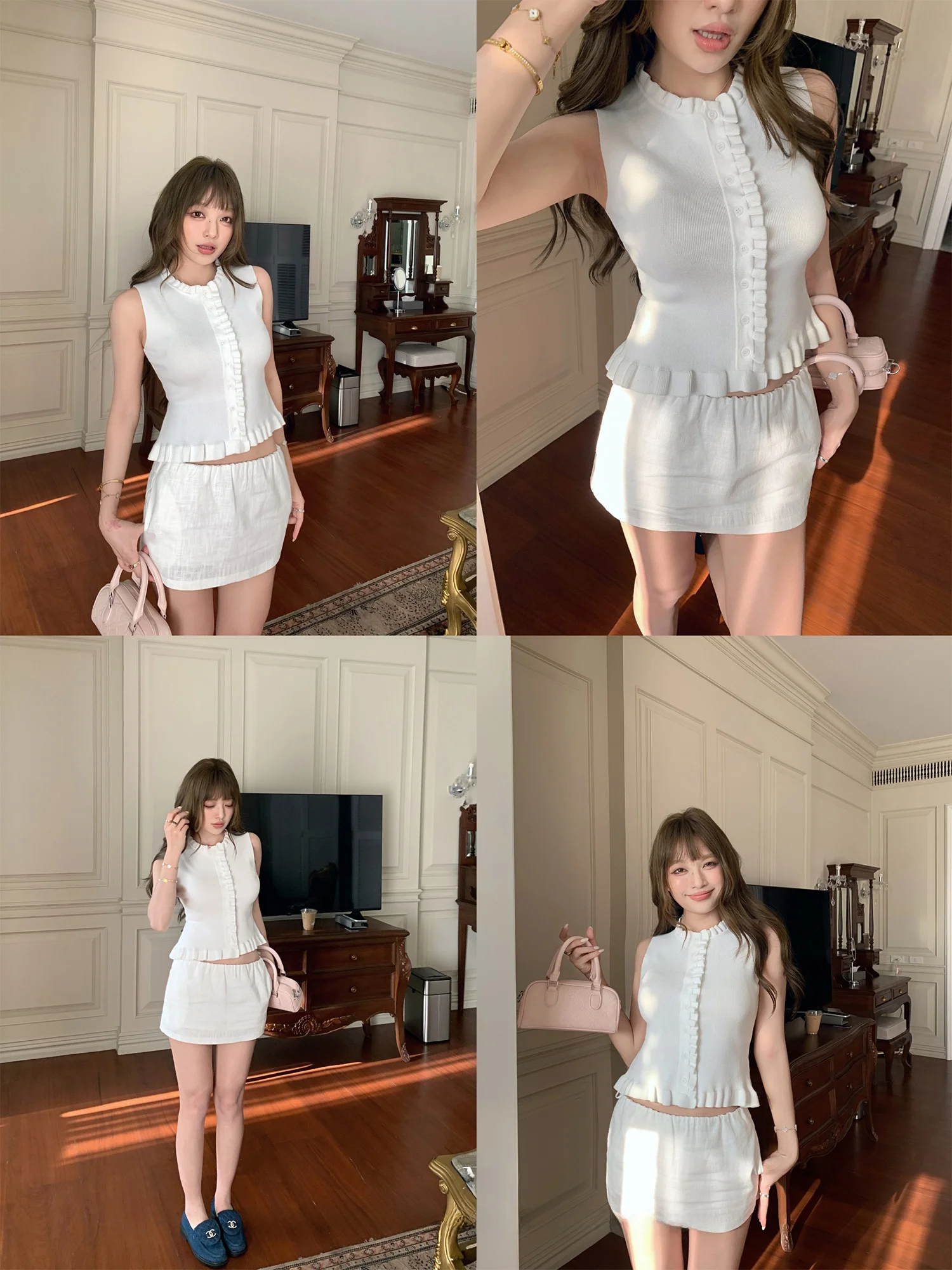 

Chenmifan Knitted ort Svel Vest Women's Slim Fit oulder Length Casual Inner Wear Faionable Design No Chest Pad