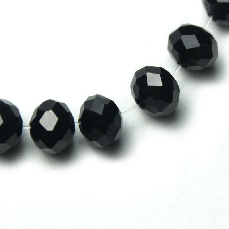 Black Crystal Cut Glass Round Beads Cristal Faceted Transparent Strand Beads Handmade DIY Components For Bracelet Necklace