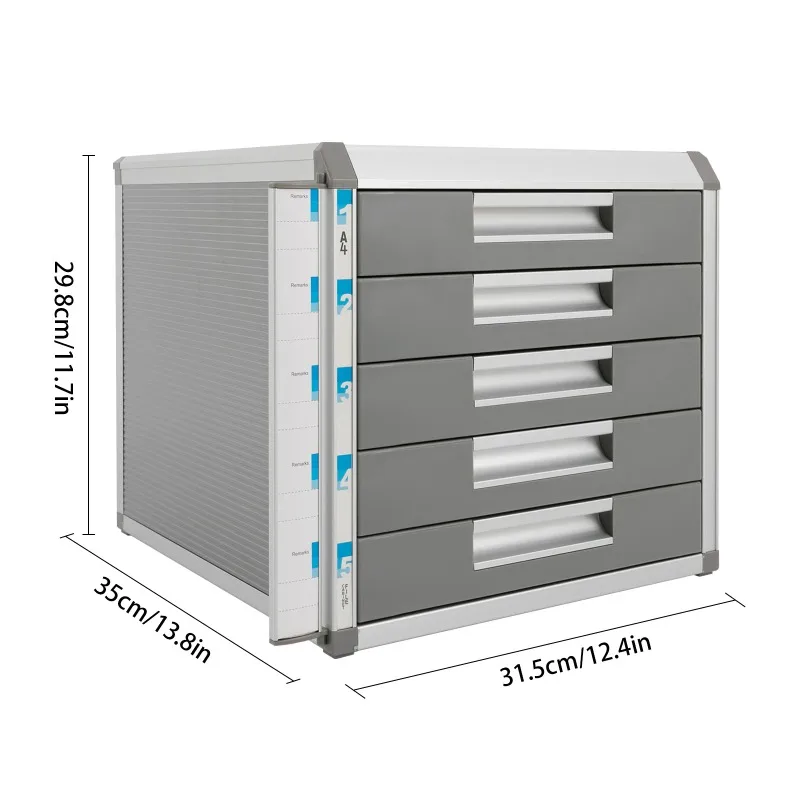 Aluminum Alloy 5-Drawer File Cabinet: Durable, Secure , Large A4 Capacity & Space-Saving Design