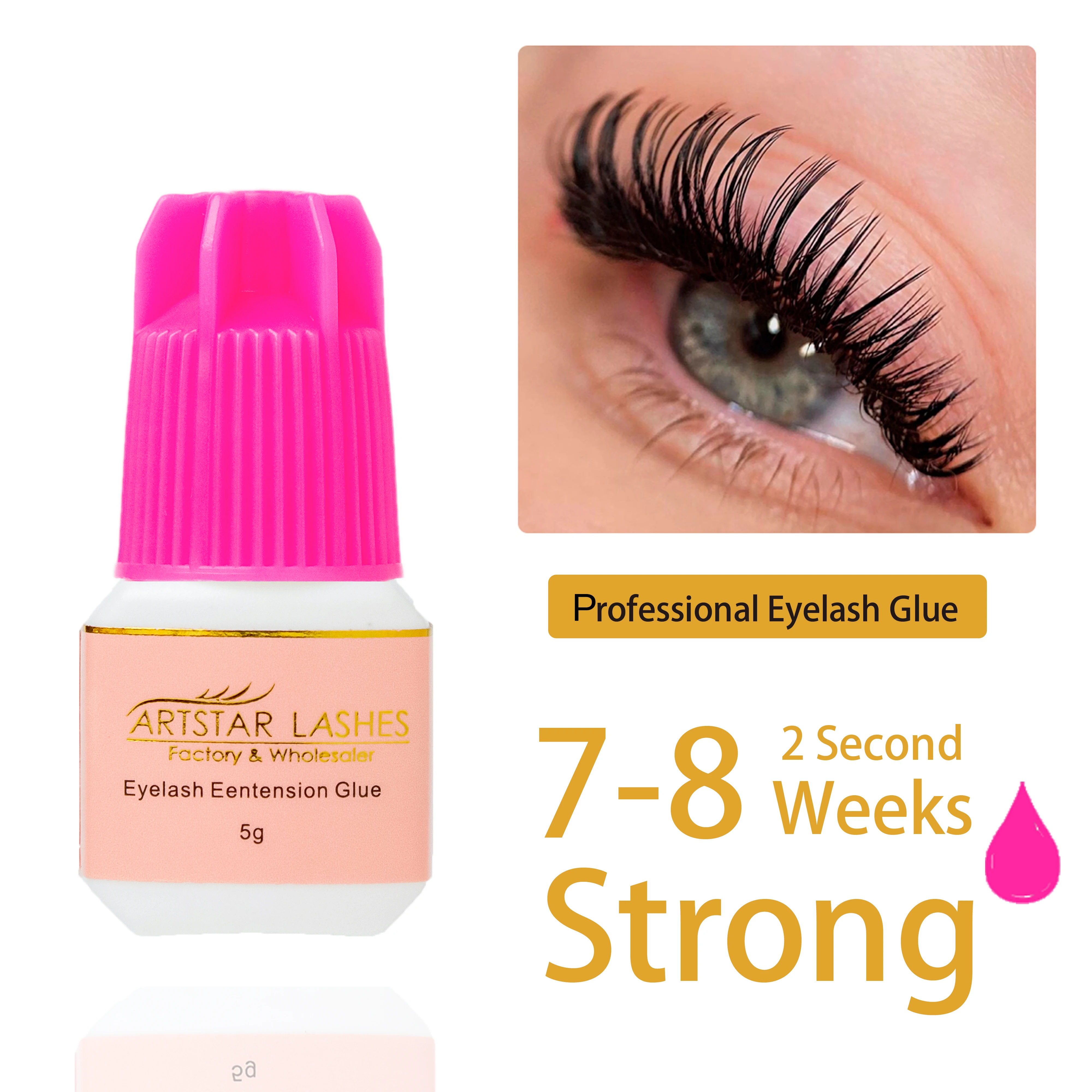 ARTSTAR 5 ml Wimpernkleber-Extensions, 0,5 S/1 S/2 S, schnell trocknender Wimpernverlängerungskleber, geruchsarm, langlebiger Wimpernkleber
