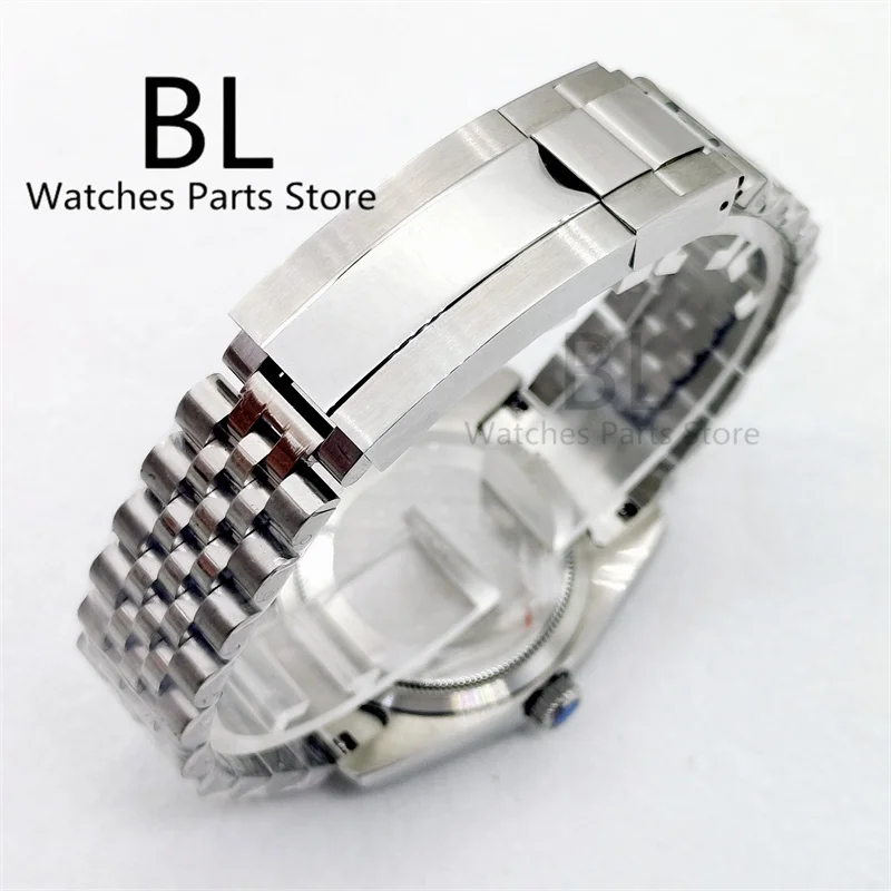 BLIGER 36mm/39mm NH35 Mechanical Watch For Men Fluted Curved Cyclop Date Sapphire Glass Sunburst Red Dial Jubilee Bracelet Glide