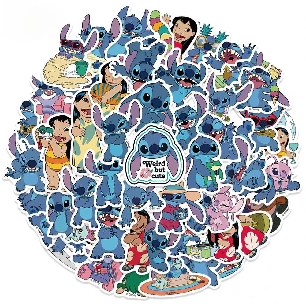 51 قطعة من ملصقات الرسوم المتحركة اللطيفة ليلو وستيتش، ملصقات أنيمي لوح التزلج للكمبيوتر المحمول، حزمة ملصقات فيلم كرتونية كاواي، لعبة أطفال #2