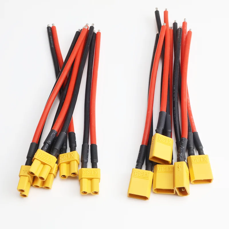 5 قطعة محول XT30 ضفيرة التوصيل ذكر/موصل سالب مع 100 مللي متر 16AWG المعلبة سلك كابل ل RC يبو بطارية FPV الطائرة بدون طيار شاحن
