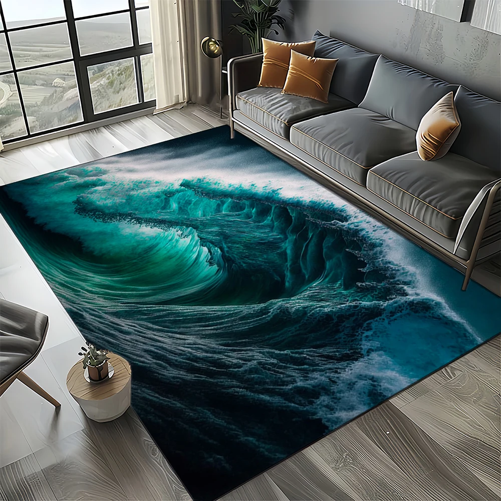 27-stijl nieuw blauw groen zeewater zeegolf oceaan tapijt tapijt voor woonkamer slaapkamer thuis bank decoratie, kinderen antislip vloermat