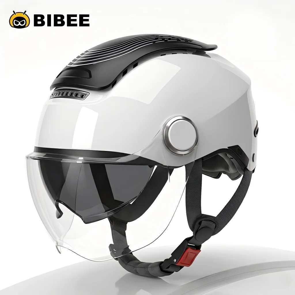 BIBEE Fortschrittlicher E-Bike-Helm für Stadtfahrer, Patentierte AirHuge-Belüftung, Doppelvisiere, Glänzende ABS-Schale, Leichte Sicherheitsausrüstung – Detail 16