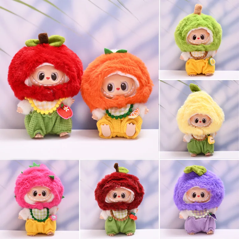 

For V1 V2 V3 17cm Labubu Blind Box Pendant Doll Clothes Adorable Outfits Fruit Headpiece Sets Doll Outfits Doll Accessories