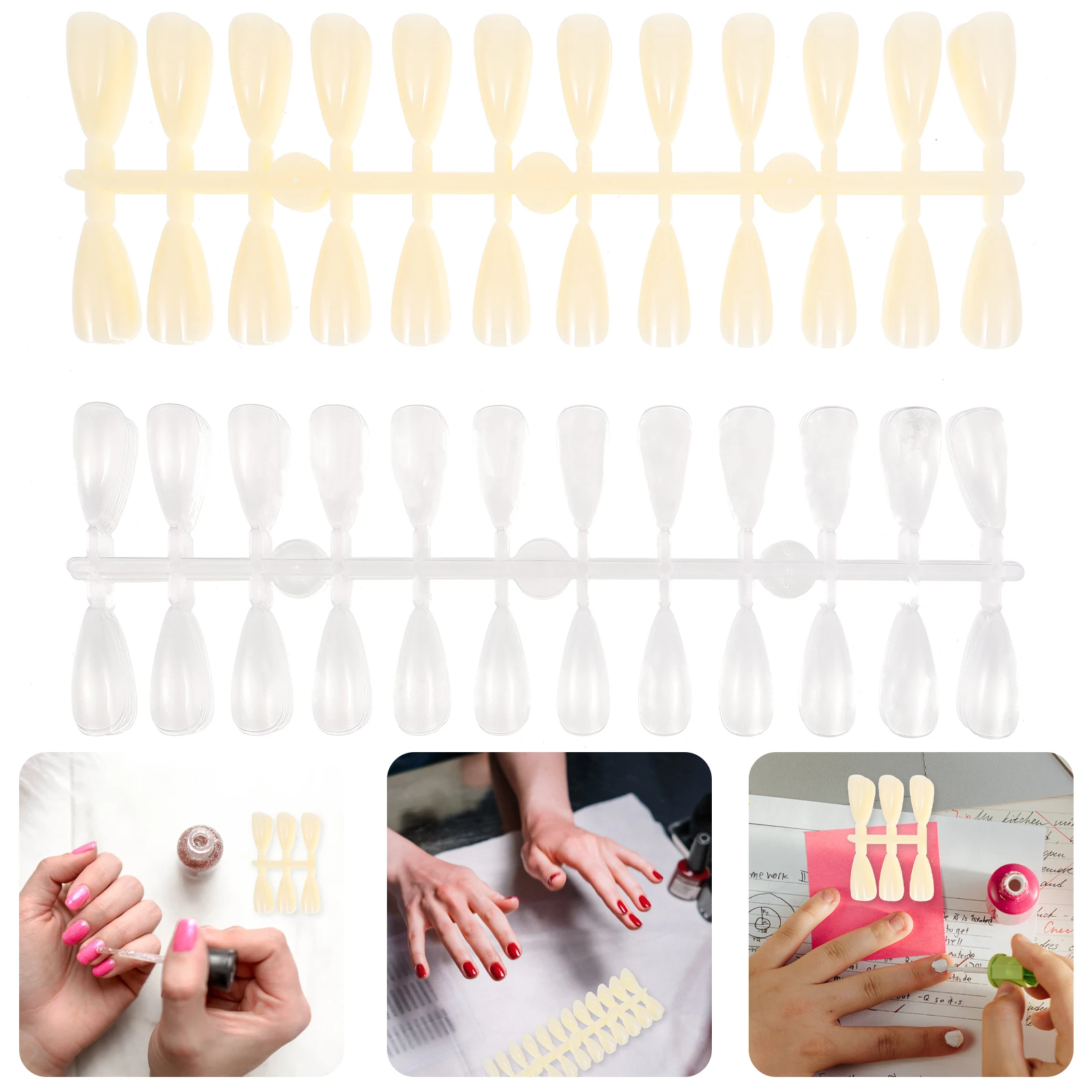 

480pcs 2 Sets Premium Plastic Nail Practice Pieces Manicure Fake Nails Color Mold Template Durable Portable For Salon Home