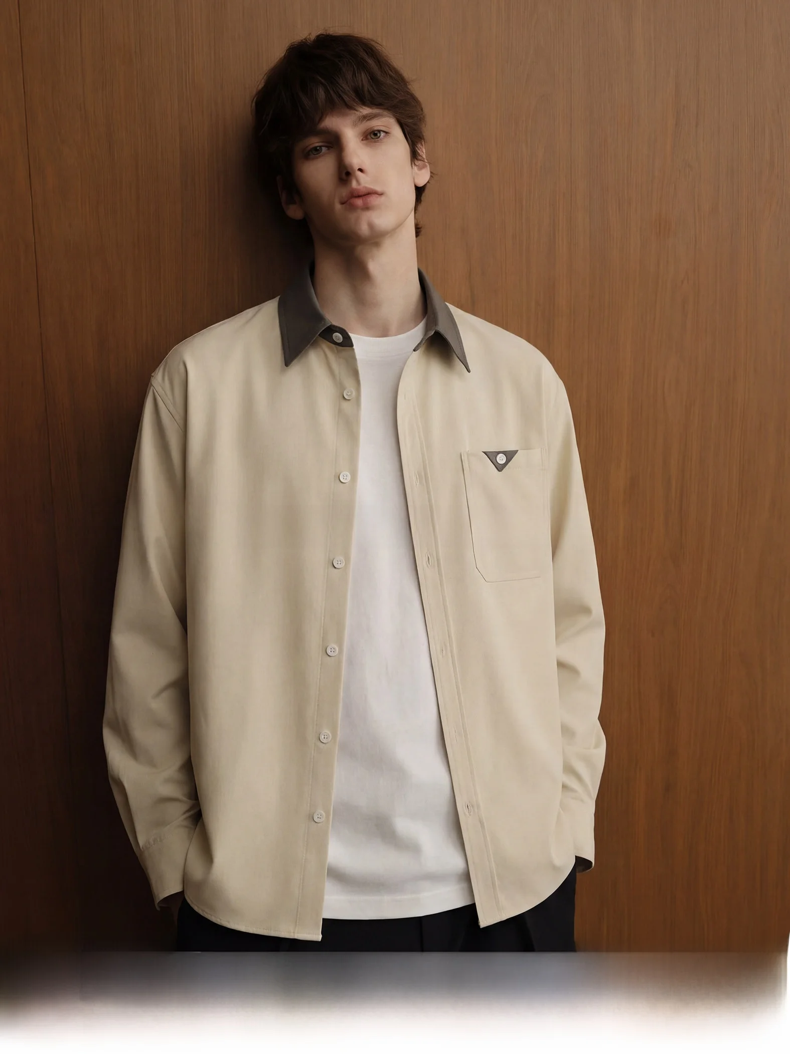 

Мужская рубашка-куртка с длинным рукавом в стиле колор-блок, американский стиль, Cleanfit, весна-осень, новая модная дышащая повседневная рубашка из полиэстера