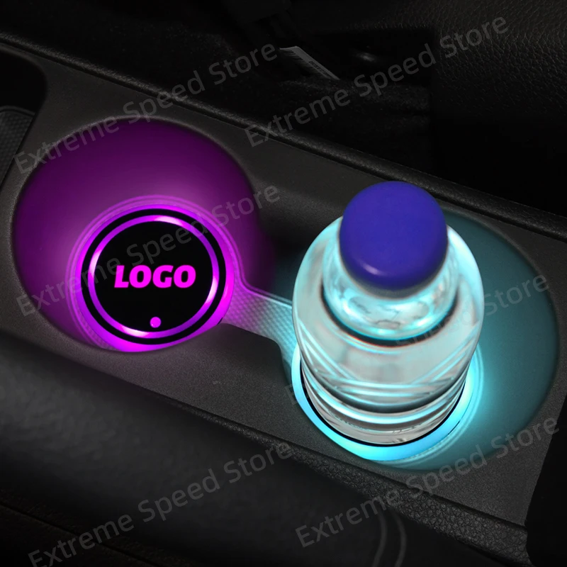 For Changan Logo CS75 Plus CS35 CS15 CS95 CS55 Car Water Cup Coaster 7 Colorf LED Drink Holder Mats Atmosphere Light Accessories