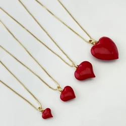 Fashion Niche High-end Design Trendy Red Heart Ruby Love Pendant Jewelry Necklace For Women's