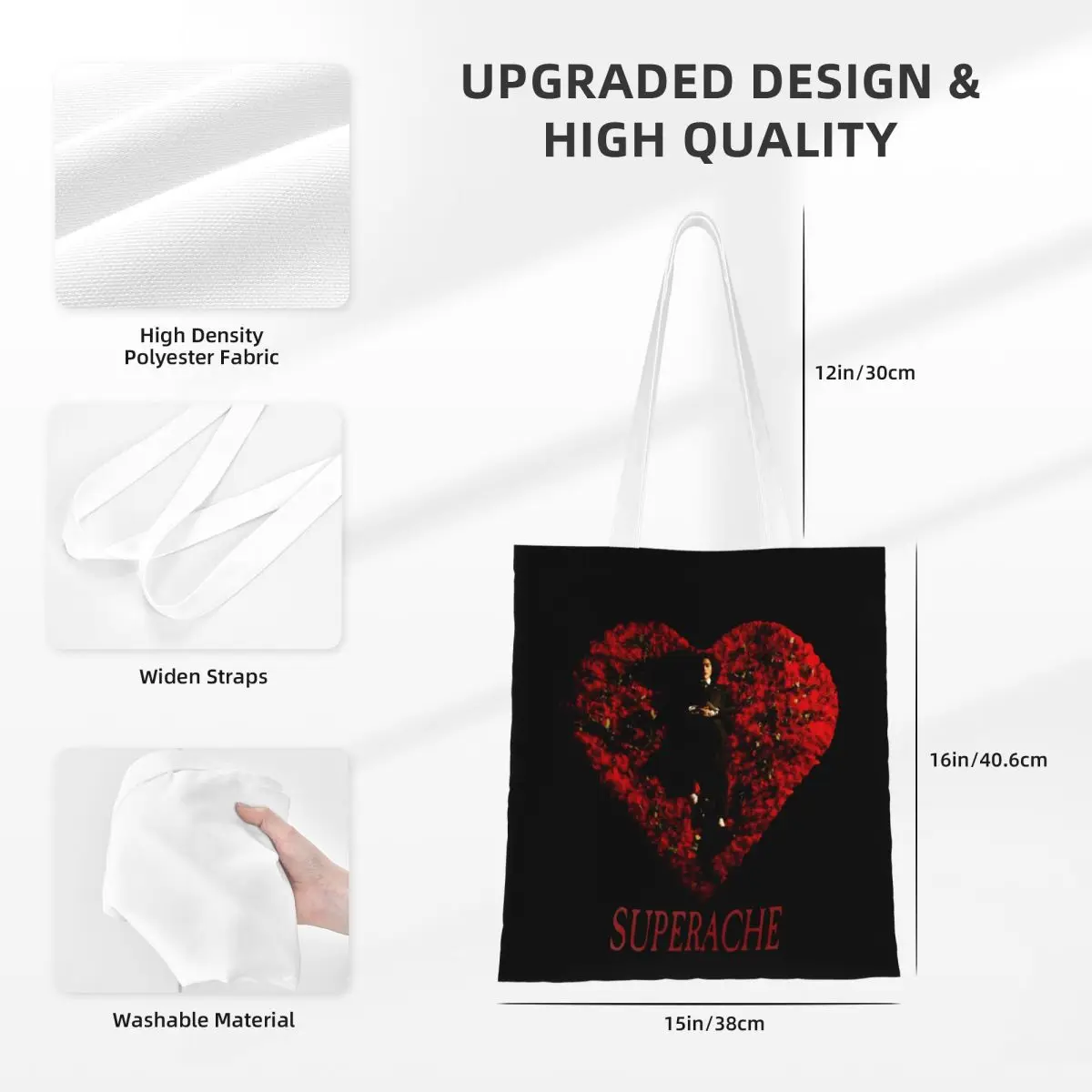 Superache Conan Gray Tote Bags حقيبة يد نسائية قابلة للطي حقيبة كتف للطلاب حقيبة تسوق قابلة لإعادة الاستخدام #6