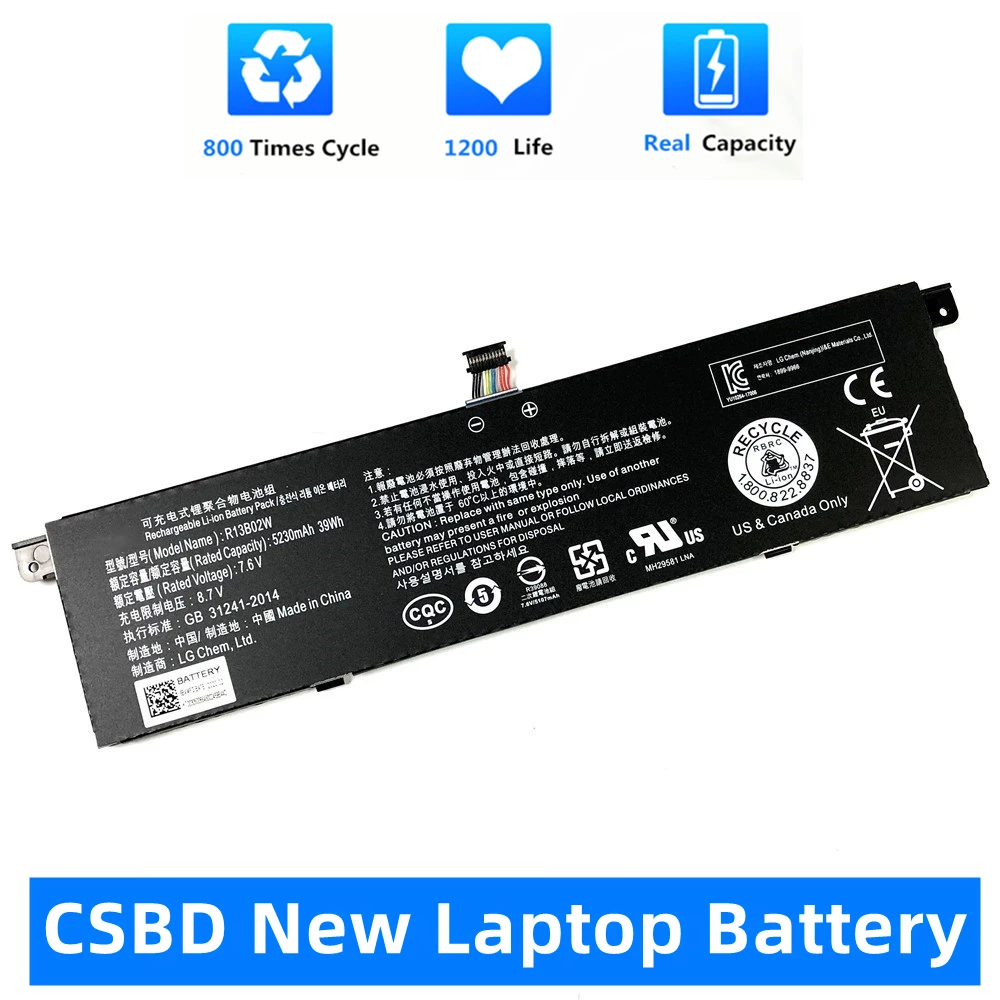 CSBD-batería Original para ordenador portátil, pila de 7,6 V, 5230mAh, R13B01W, R13B02W, para Xiaomi Mi Air SERIE DE 13,3 pulgadas, Tablet PC, 39WH