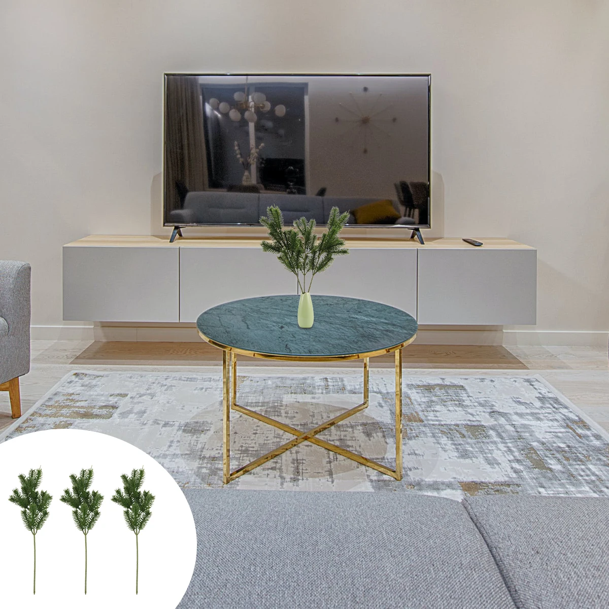 

3Pcs Christmas Simulation Pine Needles Artificial Plastic Pine Branch Home Decor DIY Lighting Accessory Xmas Decoration